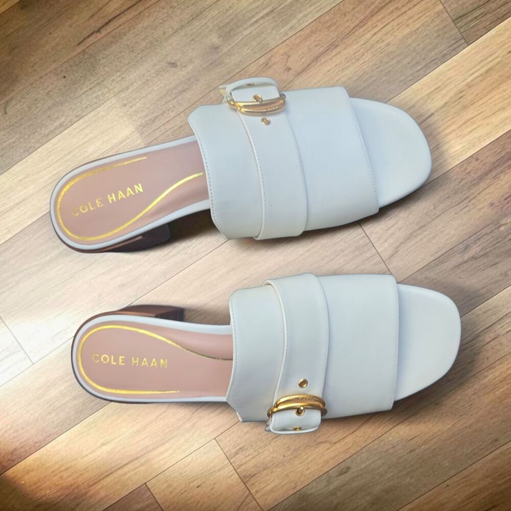 Cole Haan Crosby Slide Sandals, ivory leather US 9 B